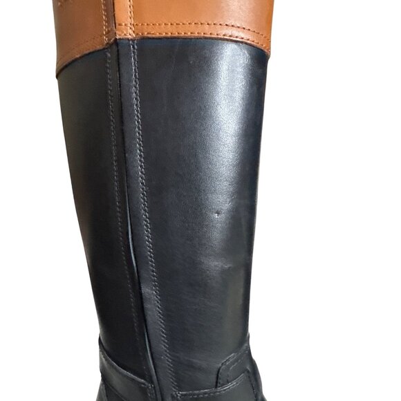 Ralph Lauren Justine Riding Boots Black Cognac Leather 7B NWT MSRP $275 - Picture 8 of 9